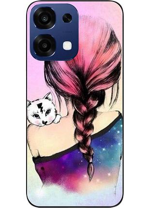 Силиконовый чехол epik для oppo a6 pro с принтом девушка с котенком