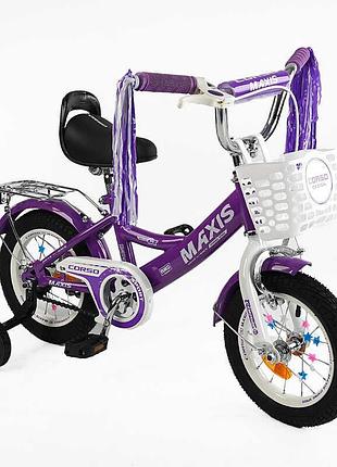 Велосипед 12" дюймів 2-х колісний "corso" maxis cl-12170 (1) ручне гальмо, дзвіночок, сидіння з ручкою, додаткові колеса, зібраний