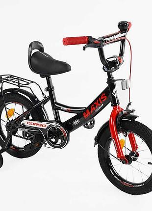 Велосипед 14" дюймів 2-х колісний "corso" maxis cl-14602 (1) ручне гальмо, дзвіночок, сидіння з ручкою, додаткові колеса, зібраний
