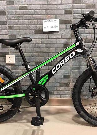 Детский спортивный велосипед 20’’ corso mg-74290 облегченный магниевый, shimano 7 скоростей
