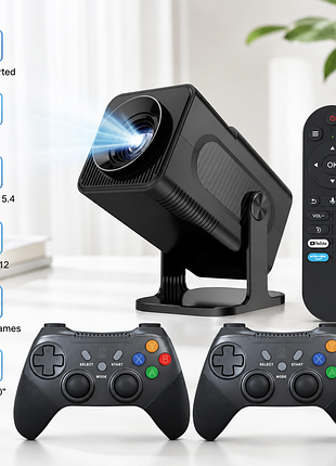Профессиональный смарт-проектор 36000 игр / домашний кинотеатр hcs350 pro and ha-196 / смарт-проектор + wi-fi 5g, bluetooth, hdmi, android 12+ 2 геймп