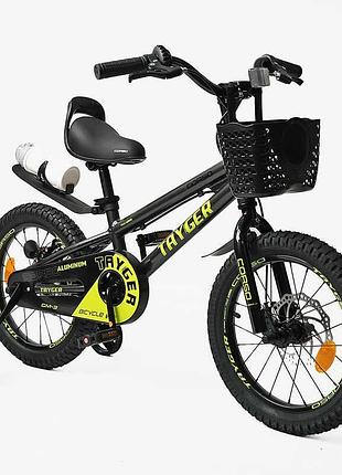 Велосипед 2-х колесный 16" алюминиевый "corso" tg-30211 "tayger" с бутылочкой и корзинкой