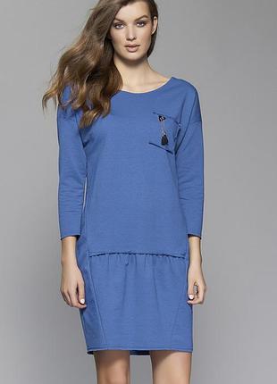 Женское трикотажное платье lolita zaps синего цвета. размеры 42-52 xl