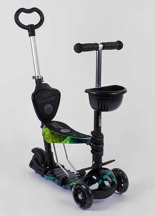 Самокат 5в1 10999 (1) best scooter, абстракция, pu колеса, подсветка колес, в коробке