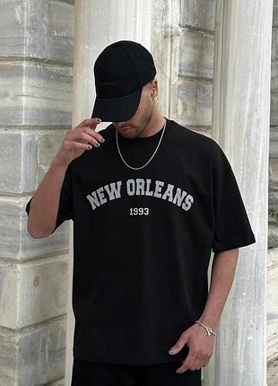 Стильна оверсайз футболка “new orleans” у чорному кольорі🔝