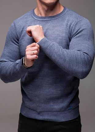 Блакитний чоловічий светр "fine mesh" l 5