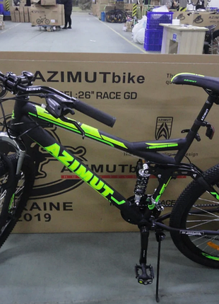 Спортивний велосипед 26 дюйма azimut race shimano рама 18" чорно-зелений