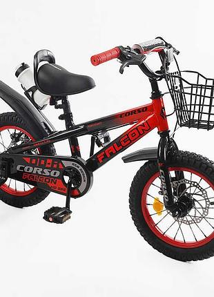 Детский велосипед 14 дюймов "corso falcon" fl-14873 с ручным тормозом и бутылочкой
