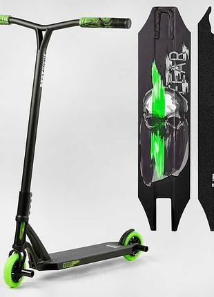 Самокат трюковый мт-60611 best scooter (4) "fear", scs-система, пеги, алюминиевый диск и дека, колёса pu,