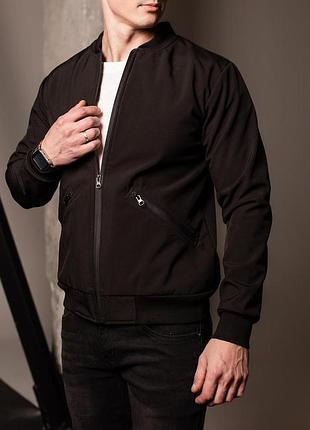 Чоловіча чорна куртка бомбер softshell "slant pockets" xl