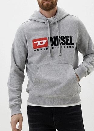 Чоловіче худі diesel сіре унісекс толстовка з капюшоном кофта дизель m