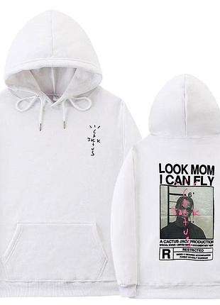 Худи белый loys cactus jack. толстовка кактус джек art 23 look mom i can fly s