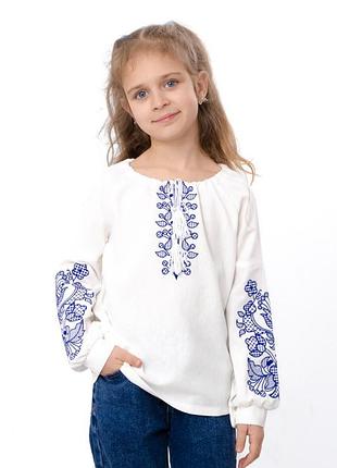 Вышиванка для девочки детская, лен - вискоза, 110см, 116см, 122см, 128см, 134см 116