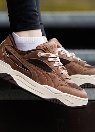 Жіночі кросівки puma 180 nd коричневі міські на кожен день з натуральної замші на демісезон стильні сучасні для дівчат пума