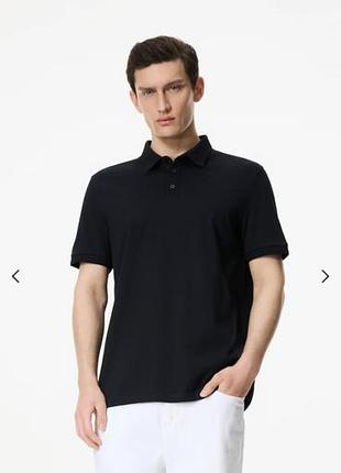 Футболка поло reserved regular fit  чорна