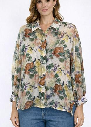 Жіноча блуза oversize з коміром на ґудзиках констанція акварель kaptsova mkks33310
