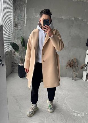 Пальто чоловіче подовжене демісезон єврозима oversize чорне xl