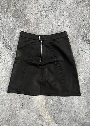 Юбка мини женская zara xs черная из экокожи высокая талия
