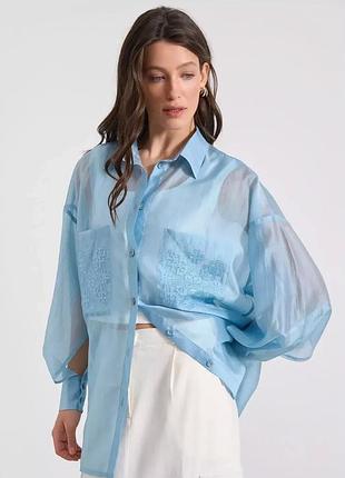 Жіноча блуза з вишивкою oversize з тенселу rica mare mkrm4280