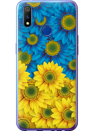 Чохол на realme x lite жовто-блакитні квіти "1048u-2030-851"