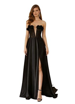 Сукня вечірня атласна чорна "black noir" xs/s