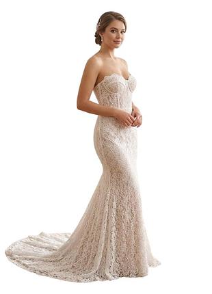Сукня весільна мереживна корсетна зі змінними рукавами 2в1 bridal look біла xs/s