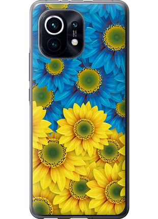 Чехол на xiaomi mi 11 желто-голубые цветы "1048u-2253-851"