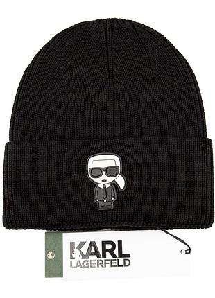 Шапка черная женская мужская karl lagerfeld унисекс карл лагерфельд люкс качество