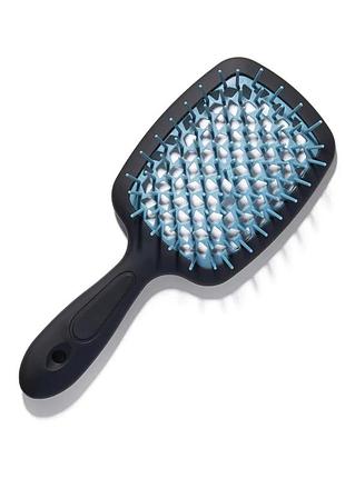Щетка для волос hollow comb superbrush plus black-ocean green с покрытием soft touch