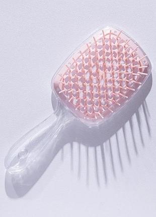Щетка для волос hollow comb superbrush plus clear-light pink