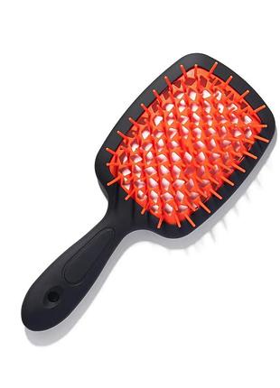Щетка для волос hollow comb superbrush plus black-orange с покрытием soft touch