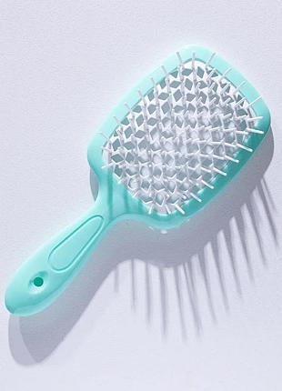 Щітка для волосся hollow comb superbrush plus green-white