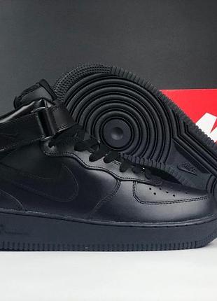 Кроссовки nike air force мужские спортивные зимние черные