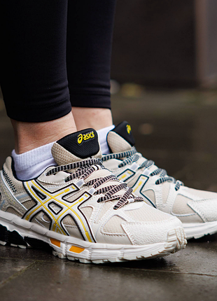 Жіночі кросівки asics gel kahana 8 beige gold black waterproof водонепроникні демісезонні асікс гель кахана золоті