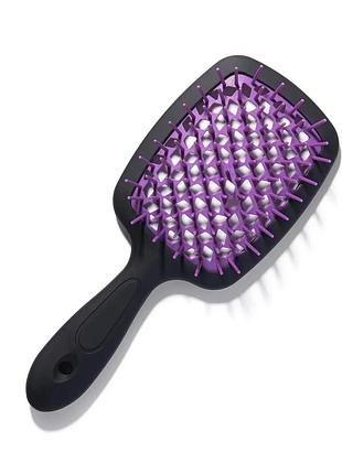 Щетка для волос hollow comb superbrush plus black-purple с покрытием soft touch