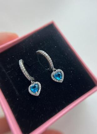 Блакитні сережки сердечка 6