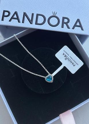 Кулон-колее сердце голубое пандора pandora