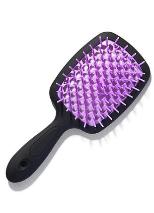 Щетка для волос hollow comb superbrush plus black-light purple с покрытием soft touch