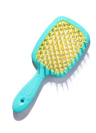 Щетка для волос hollow comb superbrush plus green-yellow