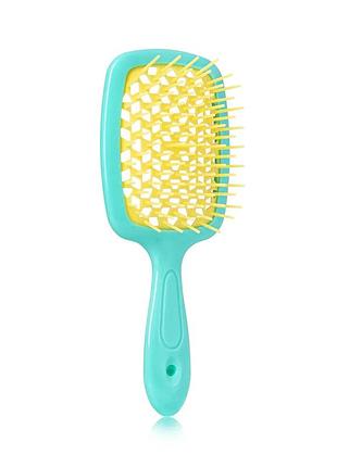 Щетка для волос hollow comb superbrush plus green-yellow 2