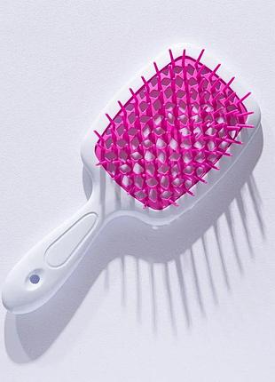 Щітка для волосся hollow comb superbrush plus white-pink