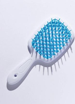 Щітка для волосся hollow comb superbrush plus white-blue