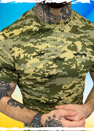 Тактична вологовідвідна футболка logos піксель, армійська футболка зсу, тактична військова футболка