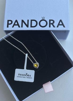 Кулон-колее сердце желтое пандора pandora