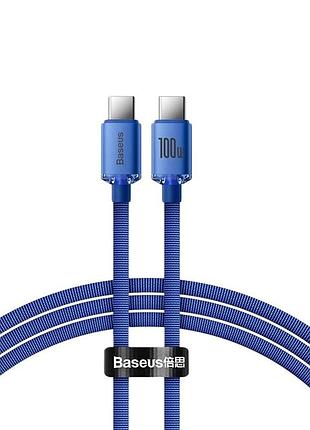 Кабель baseus crystal shine series fast charging data cable type-c to type-c 100w 1.2m - blue