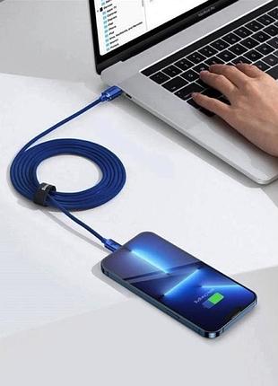 Кабель baseus crystal shine series fast charging data cable type-c to type-c 100w 1.2m - blue 5
