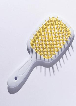 Щітка для волосся hollow comb superbrush plus white-yellow