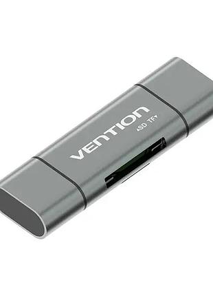 Кардридер vention usb3.0 multi-function card reader gray metal type (cchh0)