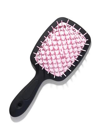 Щетка для волос hollow comb superbrush plus black-light pink с покрытием soft touch