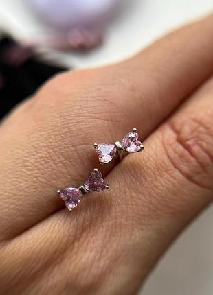 Сережки рожевий бантик